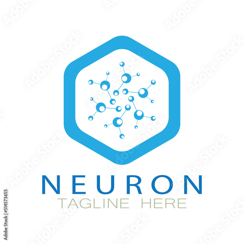 Neuron logo or nerve cell logo design,molecule logo illustration template icon with vector concept