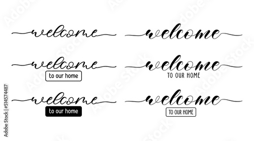 Welcome text in calligraphy letters