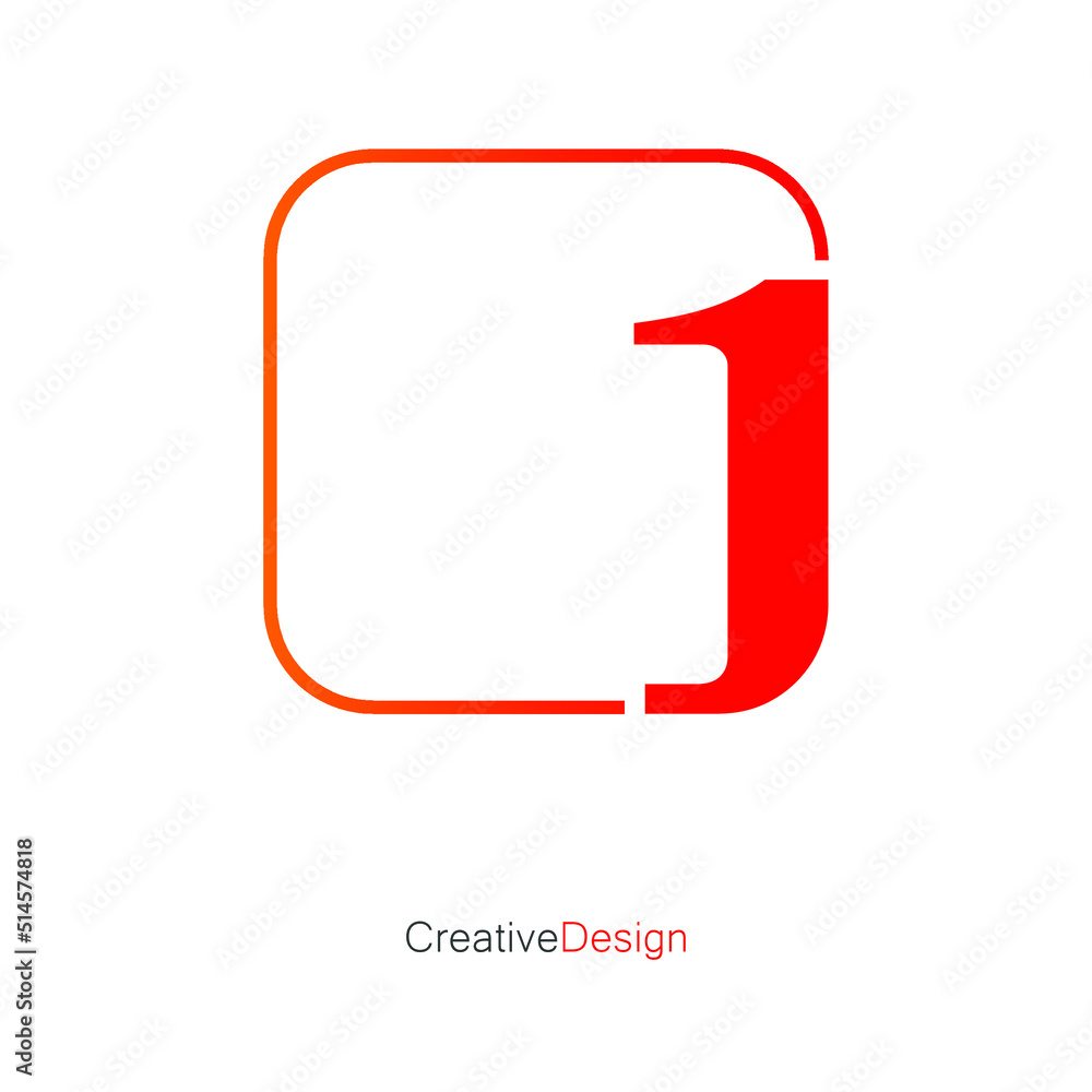 One Logo Design Vector Template Illustration. 1 Number One Logo. Stock