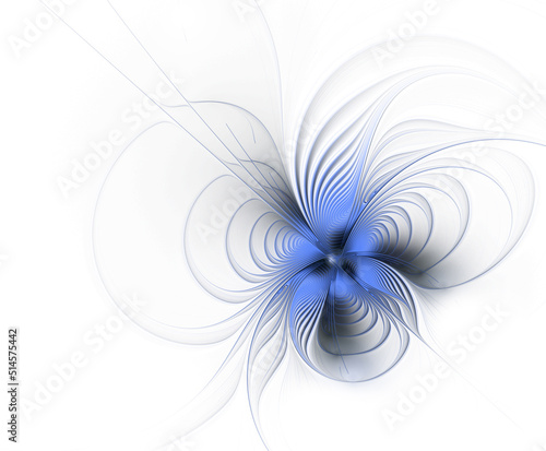 Abstract fractal blue flower on white background