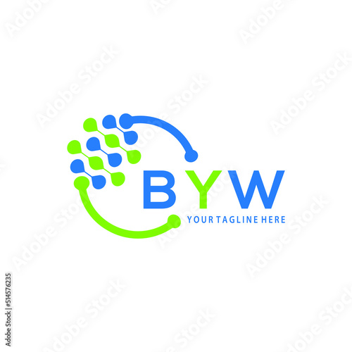 BYW logo design initial creative letter logo.BYW unique letter logo design.
BYW vector logo simple, elegant and luxurious,technology logo shape.  photo