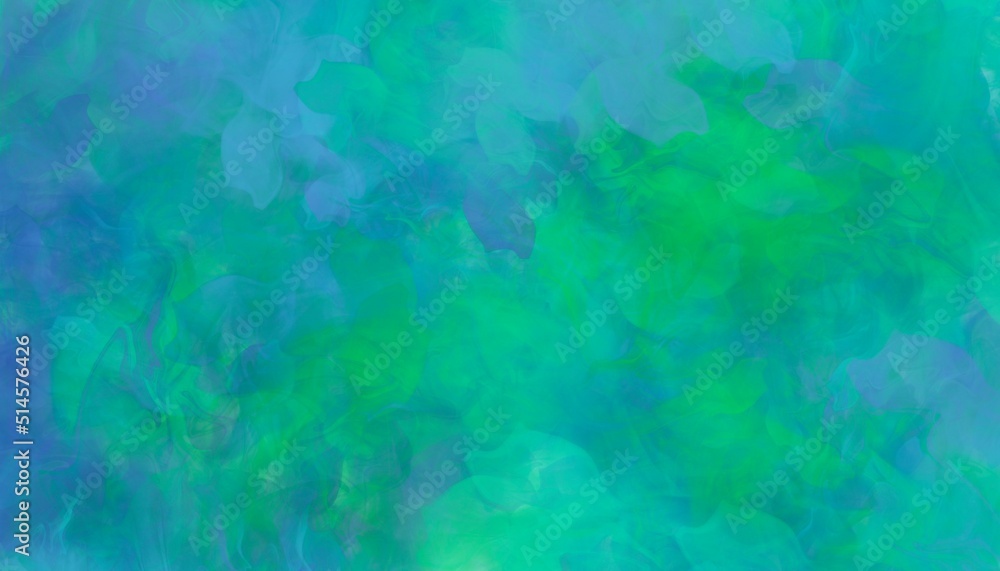 Green and blue abstract watercolor hand painted background