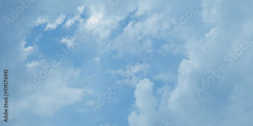 Abstract light and fresh morning sky of winter season with thick clouds, Abstract shinny and fresh summer sky background with clouds, cloudy natural blue sky background for creative design.