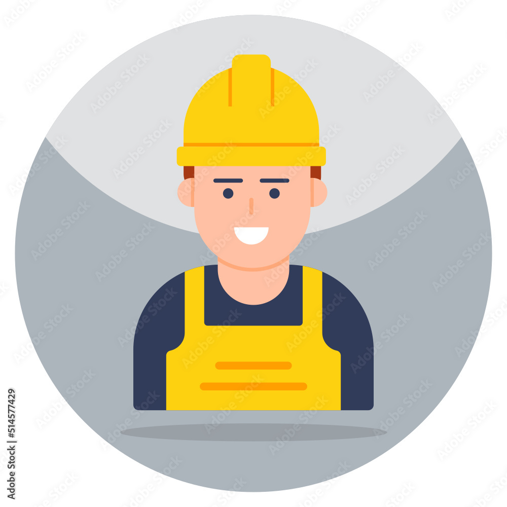 Avatar wearing hard hat, icon of labour s