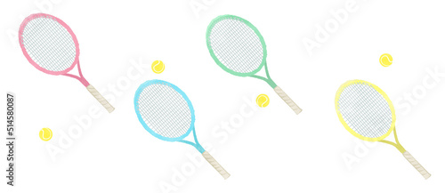 Cute tennis racket illustration set © Cute2u