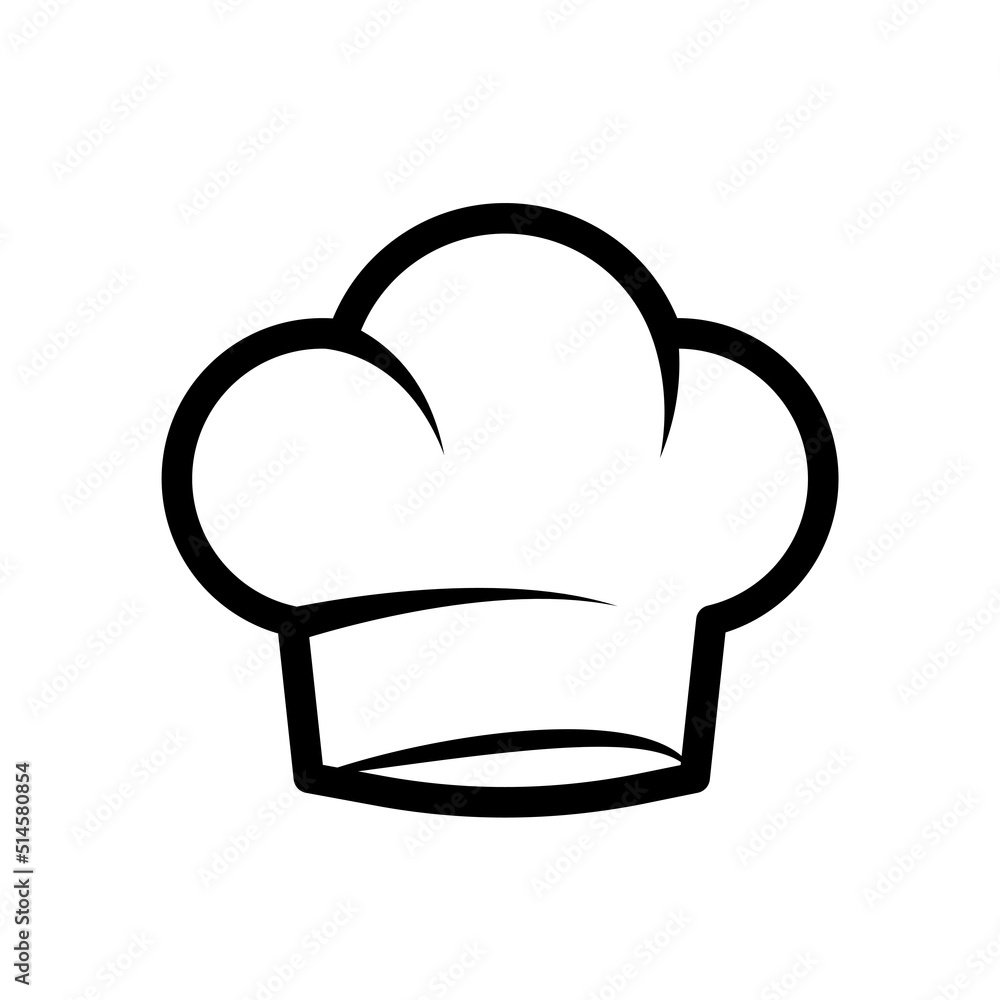 Vecteur Stock Cook chef hat icon. Linear chef toque vector illustration.  Toque, chef, cook, table, restaurant concept. Vector illustration isolated  on white background.
