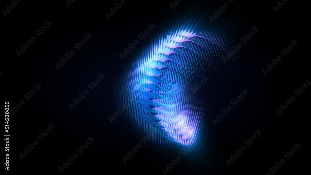 Abstract background 3D animation shiny futuristic object made of geometric elements transforms and rotates in space loop. Great for scientific, technological, industrial, futuristic, luxury, sci-fi il