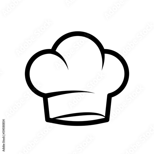 Cook chef hat icon. Linear chef toque vector illustration. Toque, chef, cook, table, restaurant concept. Vector illustration isolated on white background.