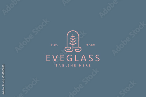 Pine Tree Simple Idea Logo Template. Unique Frame Concept Line Art. 
