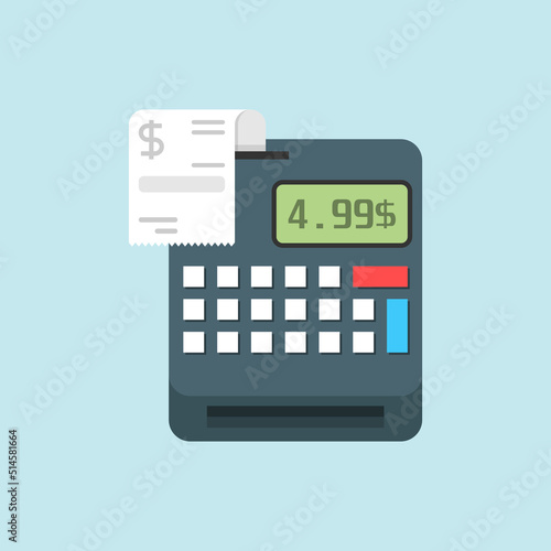 Cash machine icon in flat style. Electronic payment vector illustration on isolated background. Cashier sign business concept.