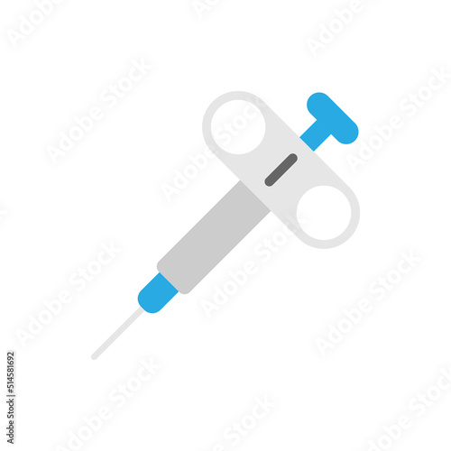 Biopsy device icon in flat style. Syringe vector illustration on isolated background. Medical injector sign business concept.