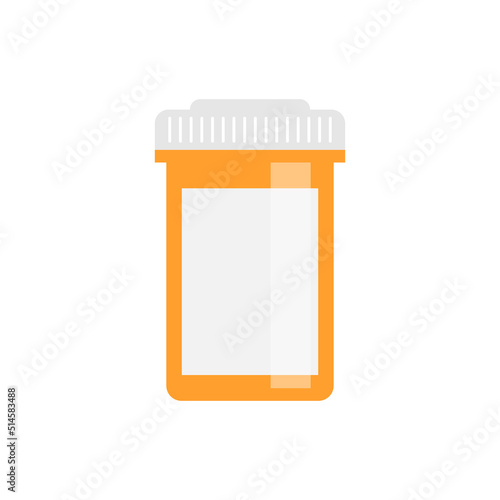 Pill bottle icon in flat style. Medical capsules vector illustration on white isolated background. Pharmacy sign business concept.