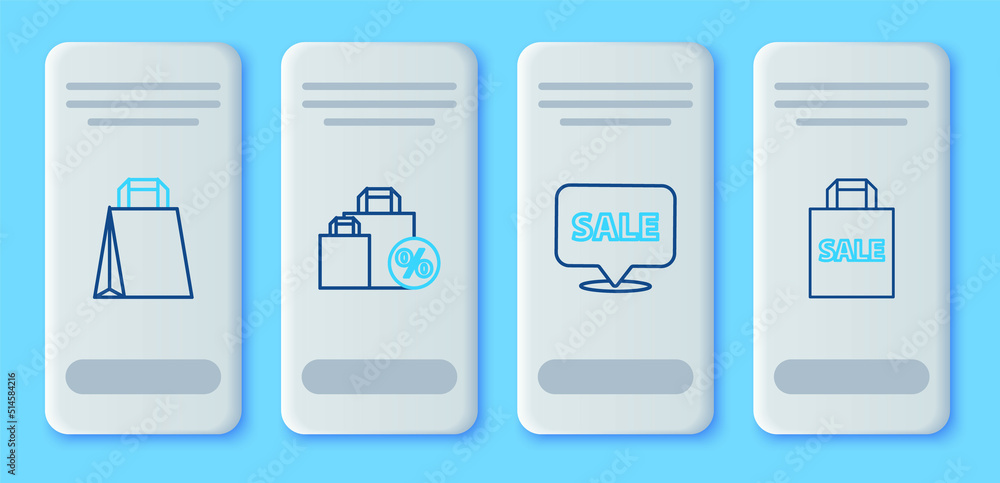 Set line Shoping bag with discount, Hanging sign Sale, Paper shopping and icon. Vector Set line Shoping bag with discount, Hanging sign Sale, Paper shopping and icon. Vector