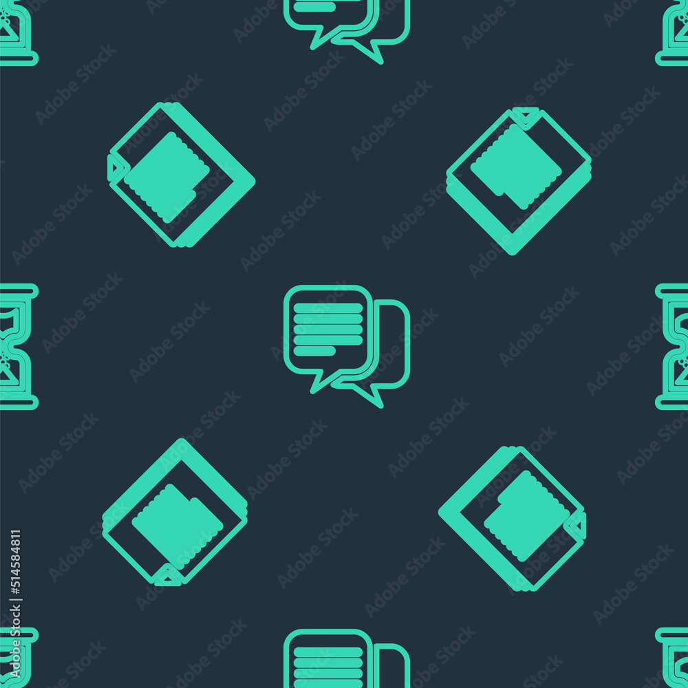 Set line Chat, Document and Old hourglass on seamless pattern. Vector Set line Chat, Document and Old hourglass on seamless pattern. Vector