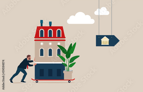 Invest in house, property purchase, loan refinance. House mortgage refinancing, real estate investment. 