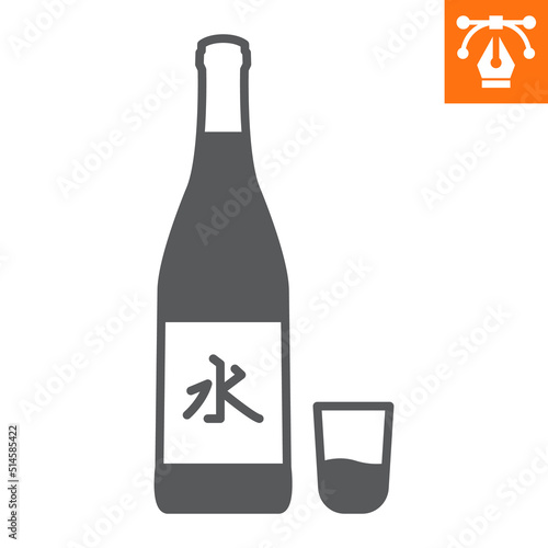 Sake solid icon , glyph style icon for web site or mobile app, alcohol and drink , soju vector icon, simple vector illustration, vector graphics with editable strokes.