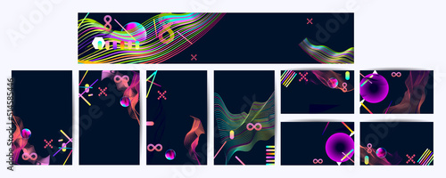 Modern geometric trend abstract set. Gradient shapes composition, vector covers new design