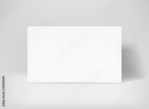Empty white frame on grey interior. 3d vector presentation mockup