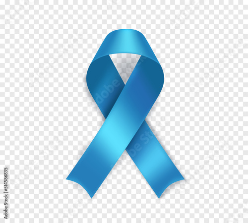 Prostate cancer awareness symbol. Light blue ribbon isolated on transparent background