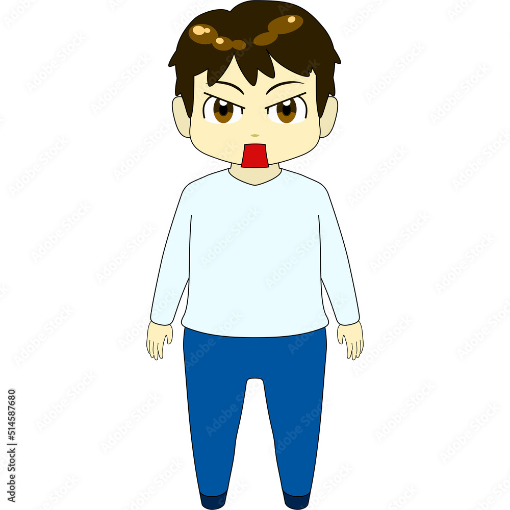 ちびキャラのイラスト（男・正面）
