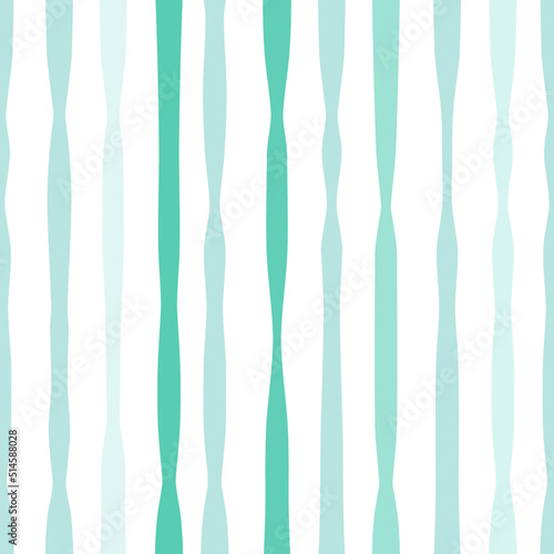 Brush drawn uneven textured stripes, strokes seamless pattern. Doodle style bars, streaks, wavy lines of different width with rough edges texture. Blue and white striped background. © sirisak piyatharo