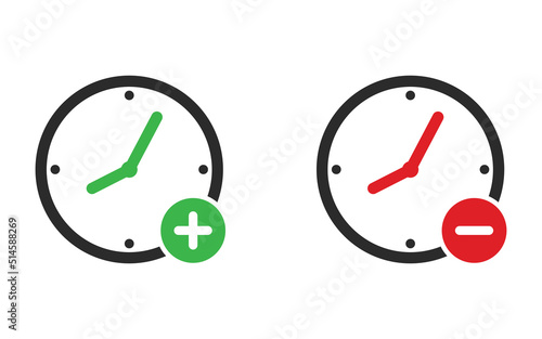 Extra and reduce time simple icon. Clipart image isolated on white background