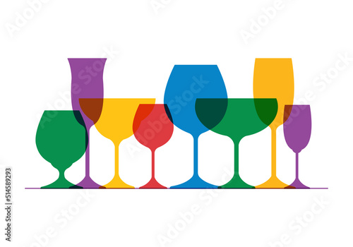 colorful wine glass vector illustration