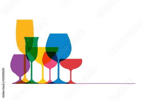 colorful wine glass vector illustration