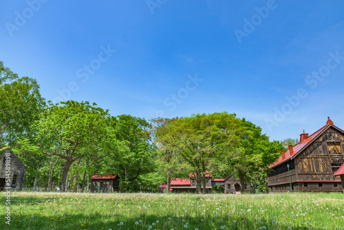 apporo Agricultural College Dairy Farm, one of Important Cultural Properties of Japan, in Sapporo City, Hokkaido, Japan..