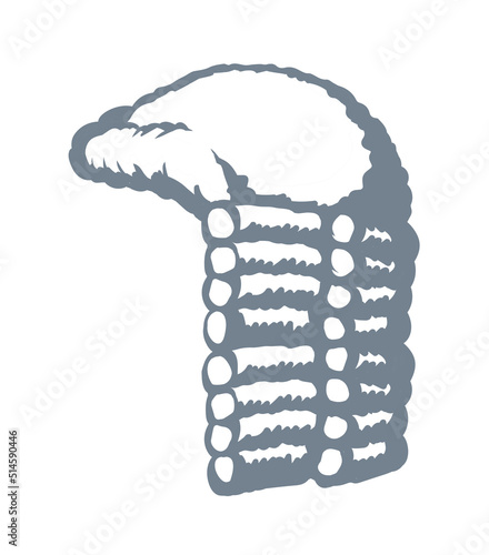 Vintage french wig. Vector drawing