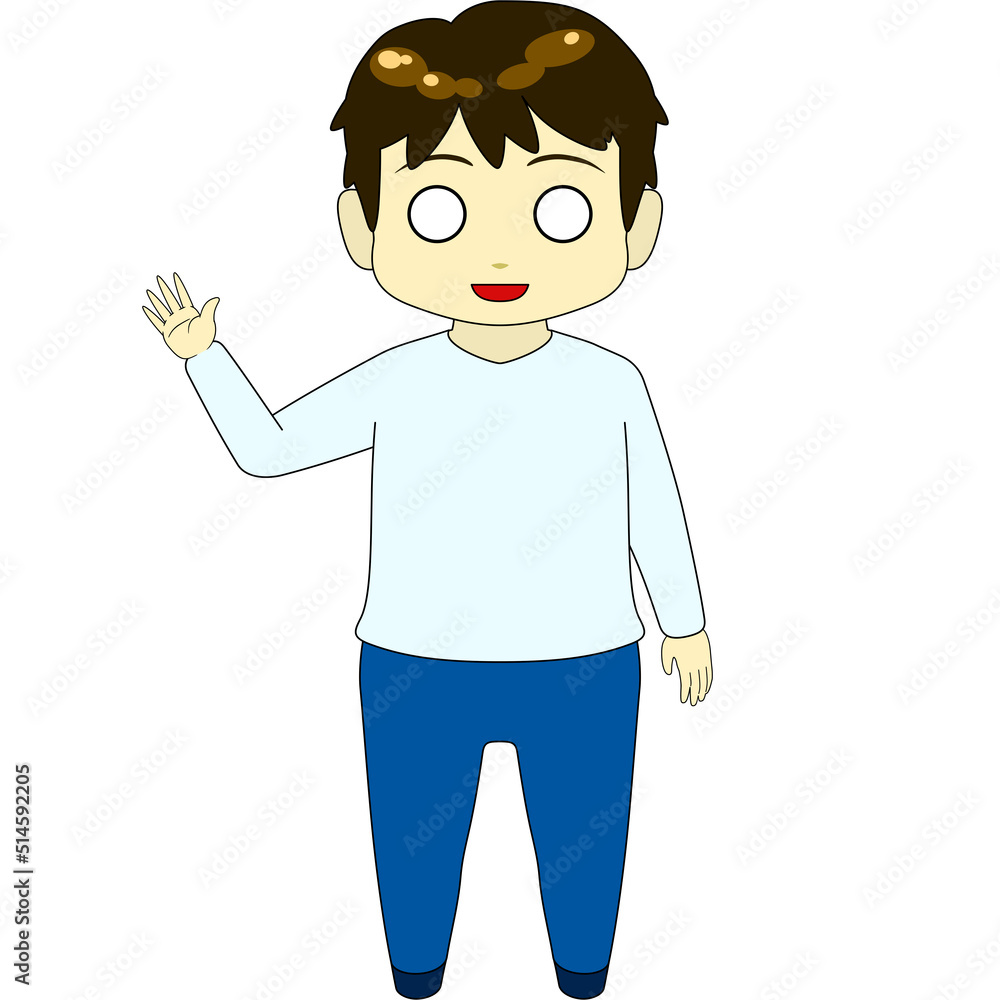 ちびキャラのイラスト（男・正面）