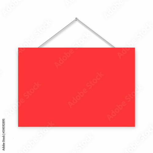 3d realistic blank paper signboard. Empty hang cardboard