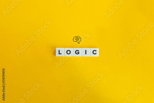 Logic Word and Icon. Letter Tiles on Yellow Background. Minimal Aesthetics. photo