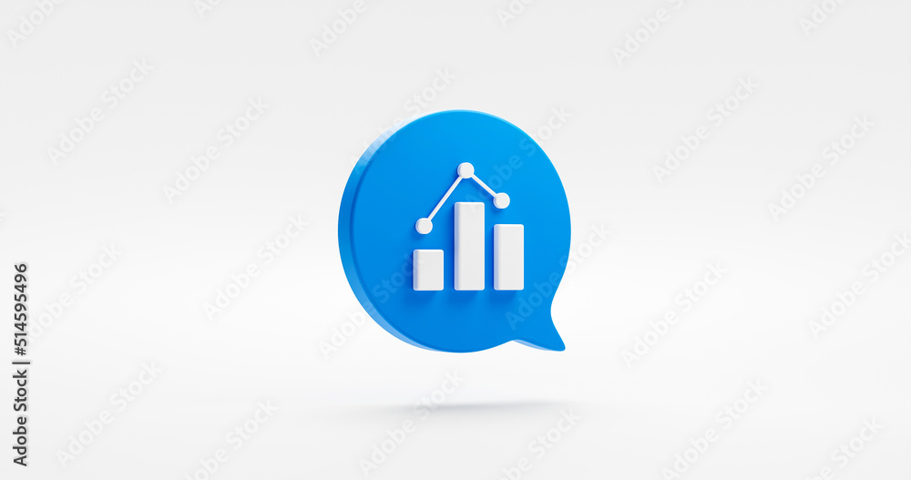 Blue stock graph 3d icon isolated on white background with growth business finance progress or up market chart statistic diagram symbol and success financial investment profit report bubble message. Blue stock graph 3d icon isolated on white background with growth business finance progress or up market chart statistic diagram symbol and success financial investment profit report bubble message.