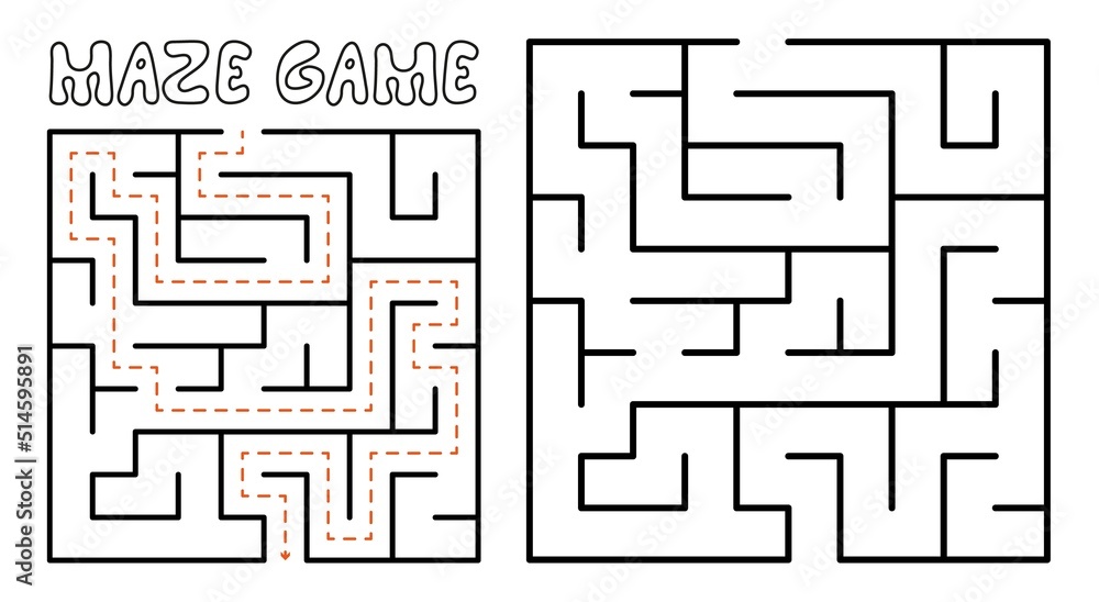 Maze game for kids. Maze puzzle with solution Maze game for kids. Maze puzzle with solution
