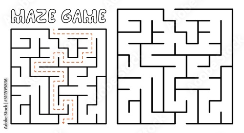 Maze game for kids. Maze puzzle with solution