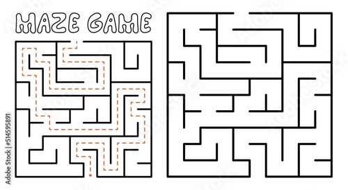 Maze game for kids. Maze puzzle with solution