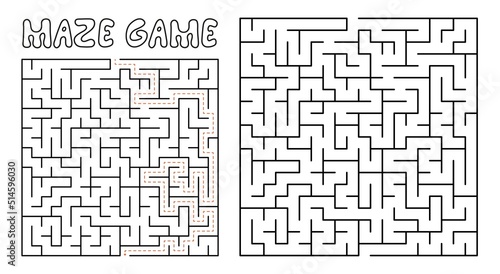 Maze game for kids. Maze puzzle with solution