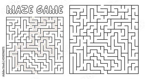 Maze game for kids. Maze puzzle with solution