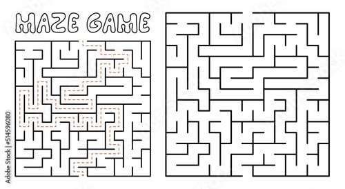 Maze game for kids. Maze puzzle with solution