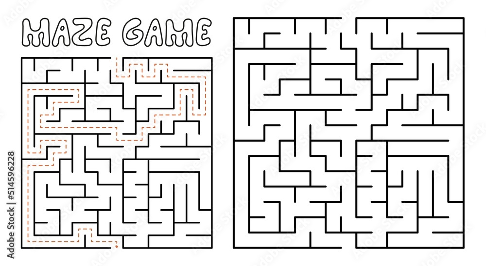 Maze game for kids. Maze puzzle with solution