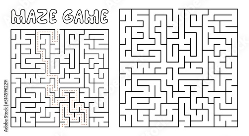 Maze game for kids. Maze puzzle with solution