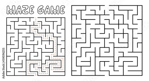 Maze game for kids. Maze puzzle with solution