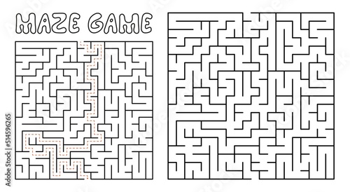Maze game for kids. Maze puzzle with solution