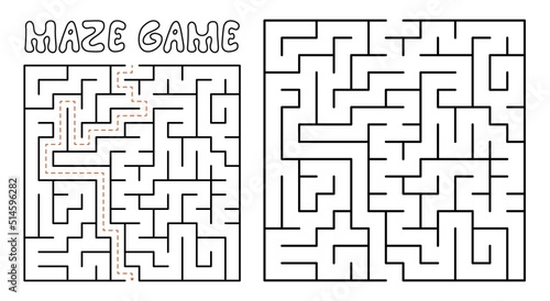 Maze game for kids. Maze puzzle with solution