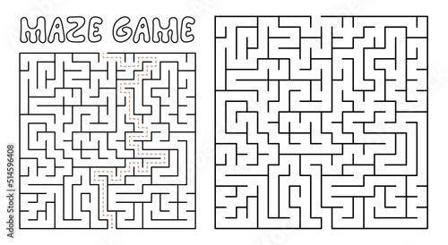 Maze game for kids. Maze puzzle with solution