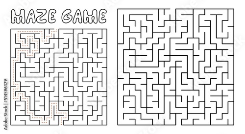 Maze game for kids. Maze puzzle with solution