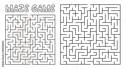 Maze game for kids. Maze puzzle with solution