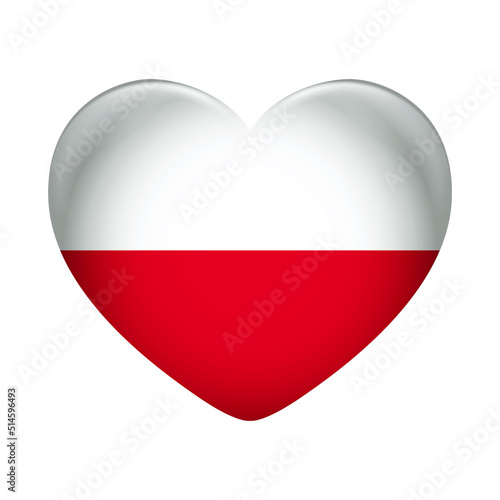 Poland flag icon isolated on white background. Poland flag. Flag icon glossy.