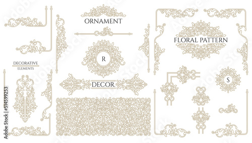 Set of ornamental decorative elements.